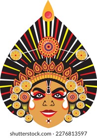 Yakshagana face which expresses the tradition of Coastal Karnataka. High Quality and detailed image for use.