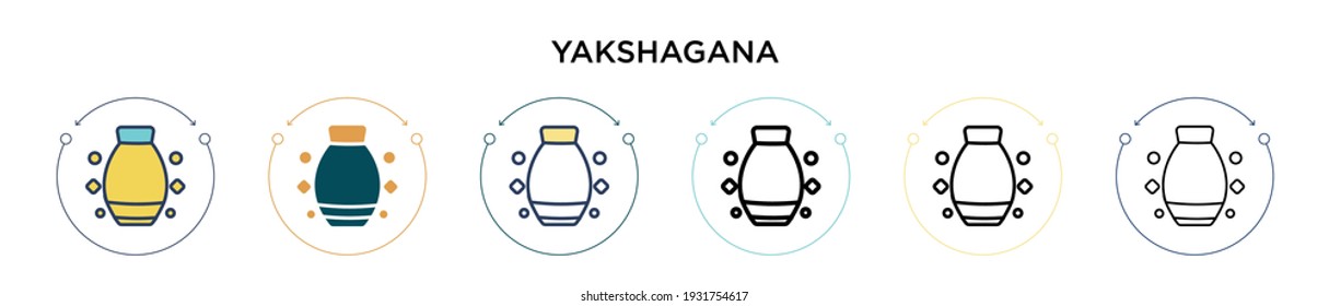 Yakshagana icon in filled, thin line, outline and stroke style. Vector illustration of two colored and black yakshagana vector icons designs can be used for mobile, ui, web