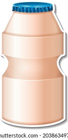 Yakult bottle sticker on white background illustration