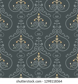 Yakut floral seamless ornament pattern. Yakutia, Republic of Sakha is the largest region of Russia.  Vector illustration. Can be used for textile, greeting business card background, book, phone case 