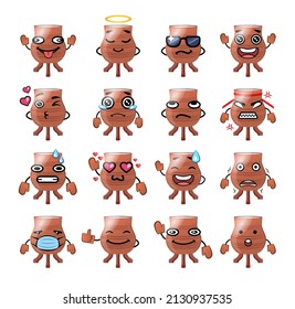 Yakut stickers on white background. Sakha stickers. Stickers set with different emotions. Choron stickers for whatsapp and telegram. Choron emoji set. Sakha emoji collection. Drinking pot for kumis.