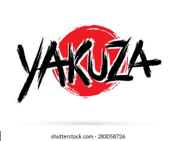 Yakuza text, graphic vector. On grunge cycle background.