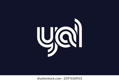 YAL Creative Unique Modern Letter Logo Design. Stylized logo featuring a unique letter design, presenting abstract minimalist aesthetics and modern appeal.