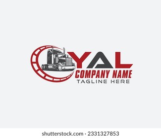 YAL Road transport and Logistic Truck  logo design template 