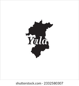Yala map and black lettering design on white background