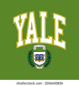 Yale! Draw and text, sublimation design and Vector T-shirt fashion design.