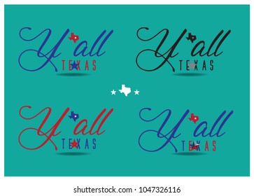 Y'all Texas typography Collection , logo design concept, Vector EPS 10