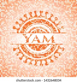 Yam abstract orange mosaic emblem