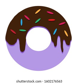 Yam Donut Full of Chocolate Cream with Messes in Flat Vector Design.