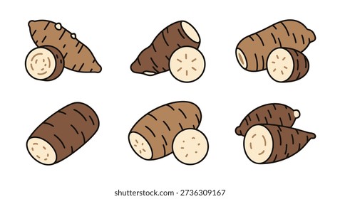 Yam Line art vector illustration