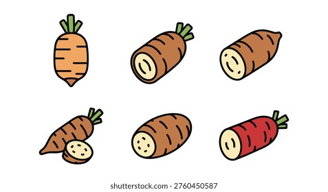Yam Line art vector set creative modern fluid abstract illustration