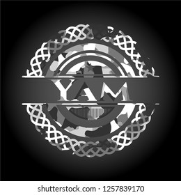 Yam on grey camouflage pattern