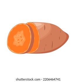 Yam On A White Background. Sweet Potato. Cartoon Design.