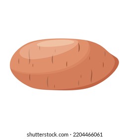 Yam On A White Background. Vegetable. Cartoon Design.