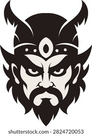 Yama King of Hell Traditional Asian Underworld God Symbol Vector Illustration