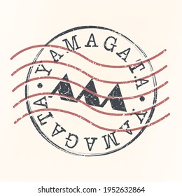 Yamagata, Japan Stamp Postal. Silhouette Seal. Flag Passport Round Design. Vector Icon. Design Retro Travel. National Symbol.