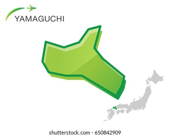 Yamaguchi Japan simple map icon. Vector Illustration Background.