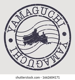 Yamaguchi, Japan Stamp Postal. A Map Silhouette Seal. Passport Round Design. Vector Icon Design Retro Travel.