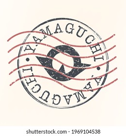 Yamaguchi, Japan Stamp Postal. Silhouette Seal. Flag Passport Round Design. Vector Icon. Design Retro Travel. National Symbol.