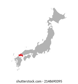 Yamaguchi prefecture highlight on the map of Japan