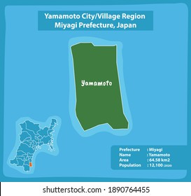 Yamamoto City or Village Region Miyagi Prefecture Map Japan