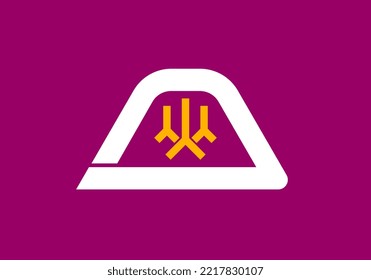 Bandera de Yamanashi, prefectura de Japón. Ilustración del vector
