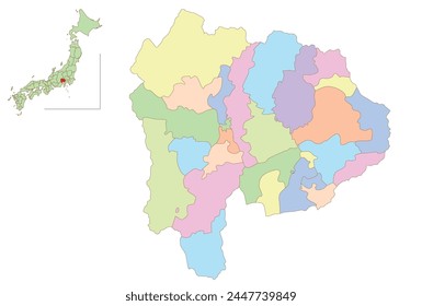 Yamanashi Japan Map Colorful Icons