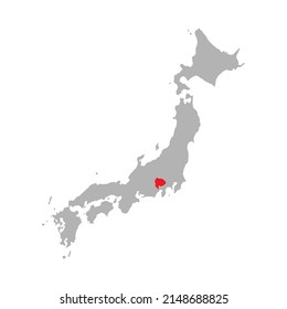 Yamanashi Prefecture Highlight On The Map Of Japan