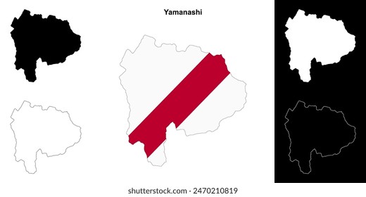 Yamanashi prefecture outline map set