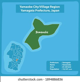 Yamanobe City or Village Region Yamagata Prefecture Map Japan