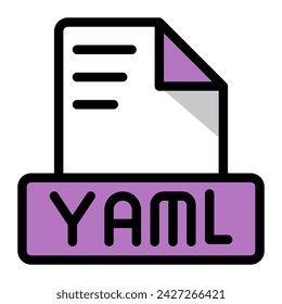 Yaml file icon colorful style design. document format text file icons, Extension, type data, vector illustration.