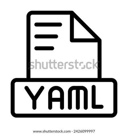 Yaml File Icon. Outline file extension. icons file format symbols. Vector illustration. can be used for website interfaces, mobile applications and software