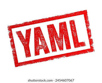 YAML stands for Ain't Markup Language, it is a human-readable data serialization format that is commonly used for configuration files and data exchange, text concept stamp