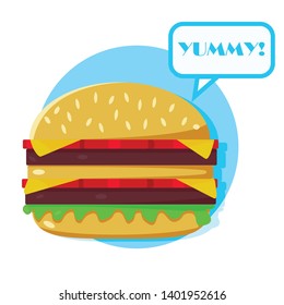 Yammy cheeseburger vector icon set 