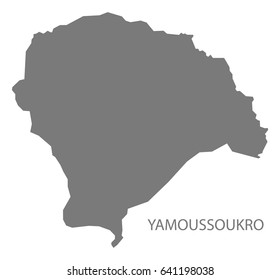Yamoussoukro Ivory Coast map grey illustration silhouette