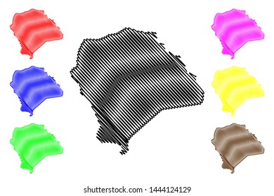 Yamoussoukro (Ivory Coast, Republic of Cote dIvoire) map vector illustration, scribble sketch District Autonome du Yamoussoukro map