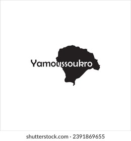 Yamoussoukro map and black letter design on white background