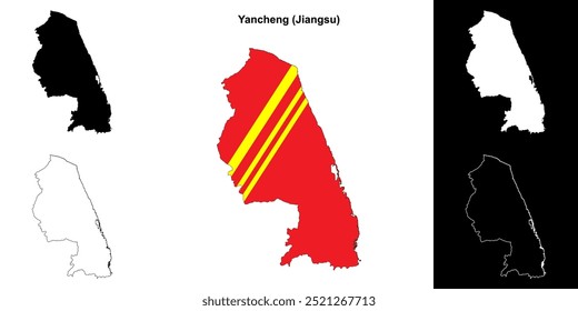 Conjunto de mapa de contorno en blanco de Yancheng