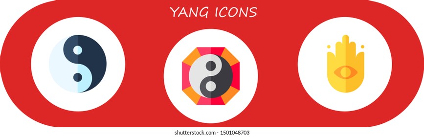 yang icon set. 3 flat yang icons.  Collection Of - yin yang, buddhism