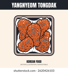 Yangnyeom tongdak korean food vector illustration