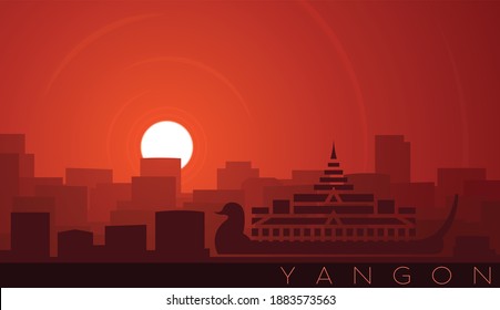 Yangon Low Sun Skyline Scene