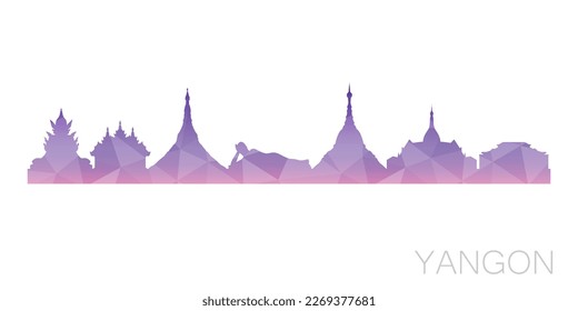 Yangon, Myanmar (Burma) Low Poly Skyline Clip Art City Design. Geometric Polygon Graphic Horizon Icon. Vector Illustration Symbol.