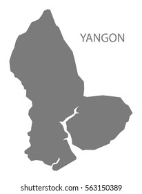 Yangon Myanmar Map in grey