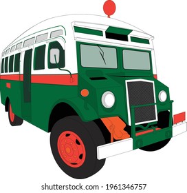 Viejo Autobús de Rangún. Los viejos vehículos de la Segunda Guerra Mundial seguían siendo usados en Myanmar antes de 2014 como transporte público.