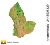 Yangon, Region of Myanmar Topographic Map (EPS)