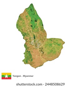 Yangon, Region of Myanmar Topographic Map (EPS)