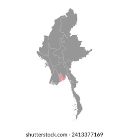 Yangon state map, administrative division of Myanmar. Vector illustration.