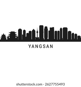 Silhueta Yangsan Skyline da cidade preta.