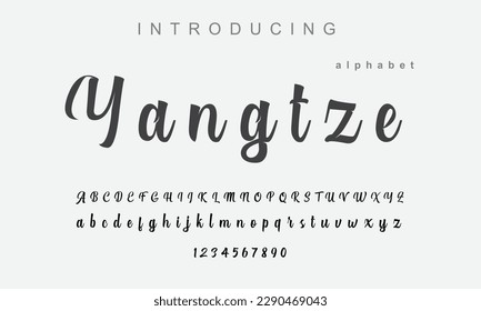 Yangtze Font. Elegant alphabet letters font and number. Classic Lettering Minimal Fashion Designs. Typography modern serif fonts regular uppercase lowercase and numbers. vector illustration