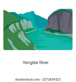Yangtze River. Landscape. Vector illustration